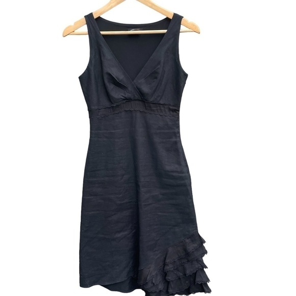 BCBG Max Azria Linen blend dress with lace Black - Picture 3 of 8